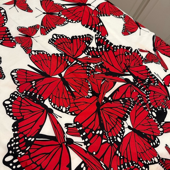 Fab like new Echo 34.5” square scarf red butterflies - Picture 5 of 6
